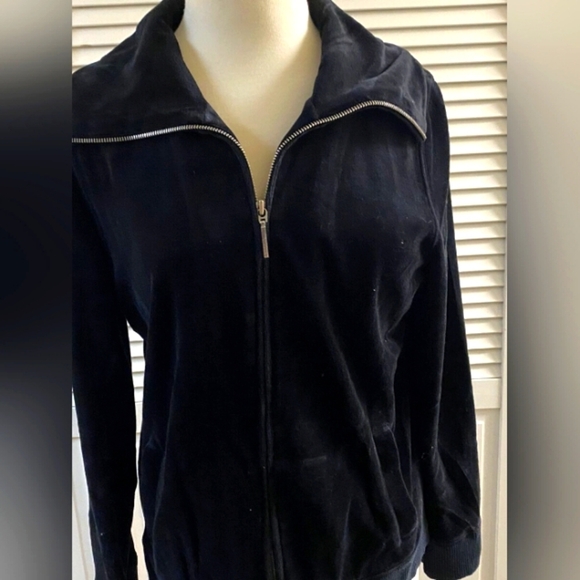 Black Velour Soft And Cozy Zip Up Jacket Retro - Picture 2 of 14